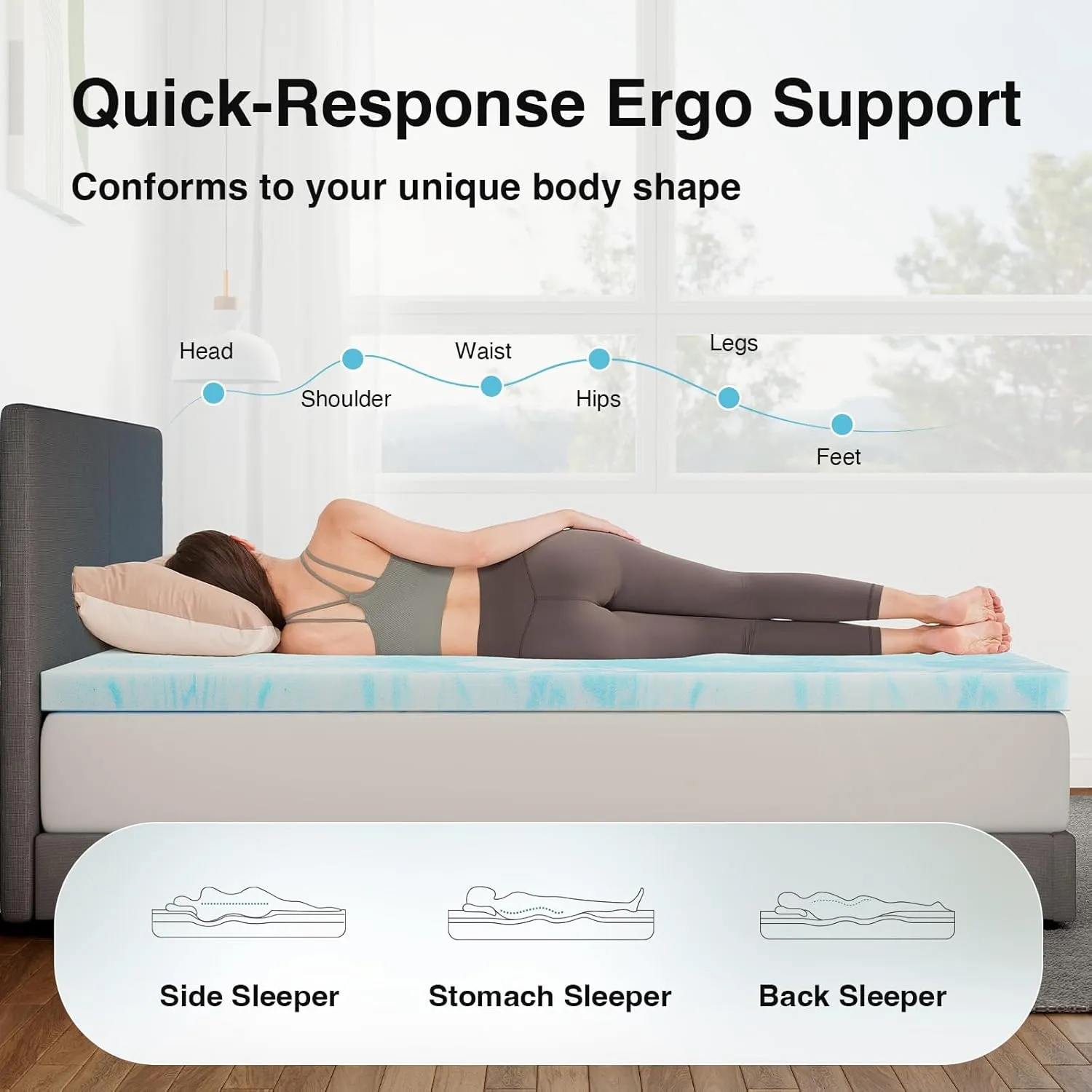 Novilla Memory Foam Mattress Topper Queen - 3 Inch Cooling Gel Infused Memory Foam | Slow-Rebound Pressure Relief | CertiPUR Certified | Comfort for Sleeper Sofa, RV, Camper, Dorm Room