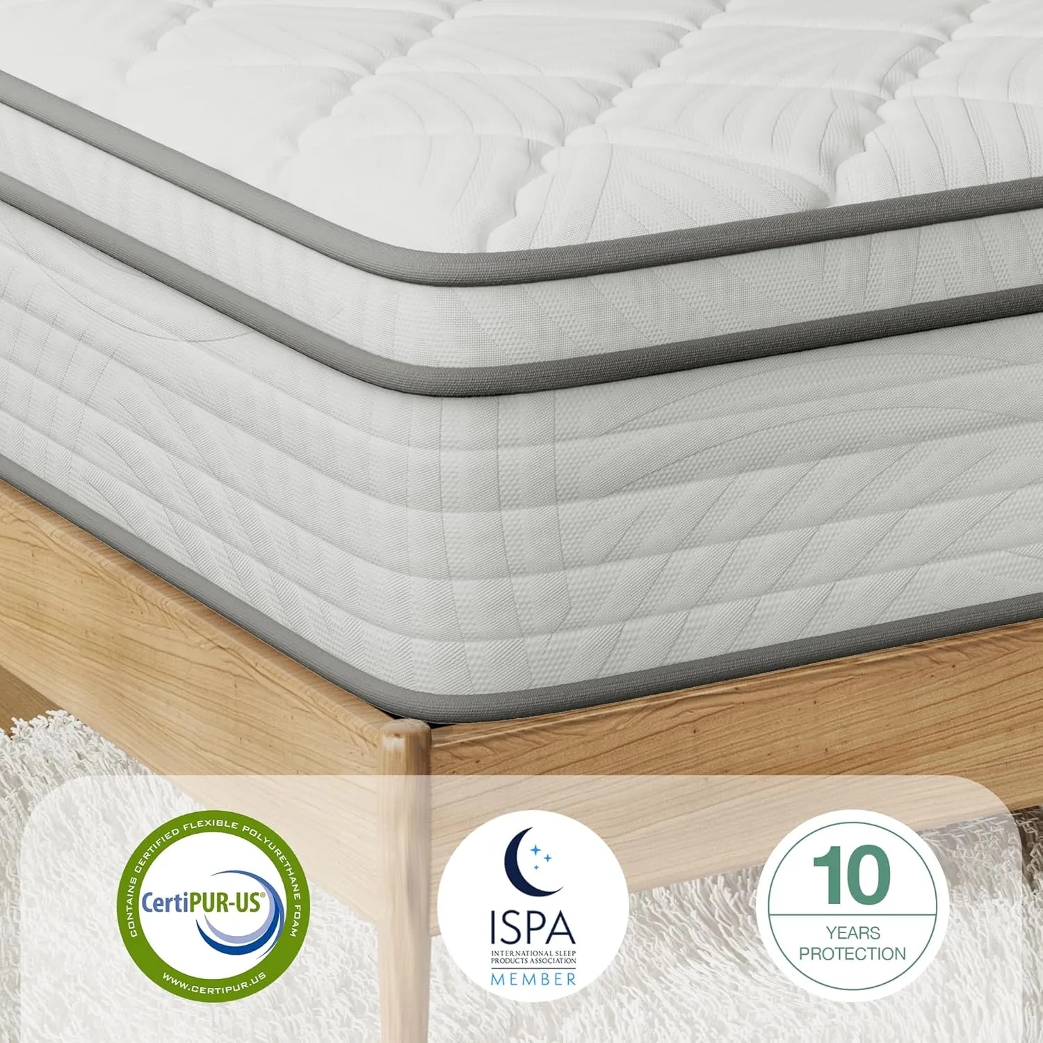 Novilla Queen Mattress, 14 Inch Queen Size Mattress in a Box, Hybrid Mattresses for Back Pain Relief & Support, Spring Mattresses with Motion Isolation & Pillow Top, Certipur-Us Certified