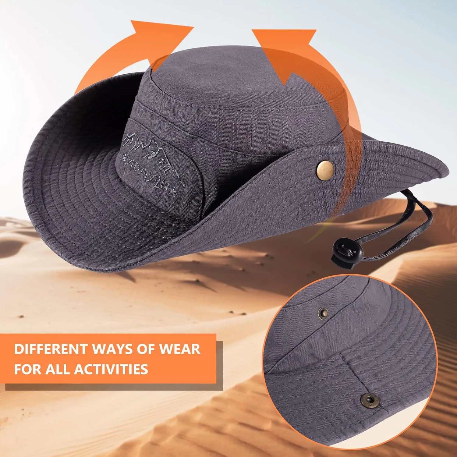 Obling Sun Hat for Men Women, Fishing Hat UPF 50 Wide Brim Bucket Hat Safari Boonie Hat