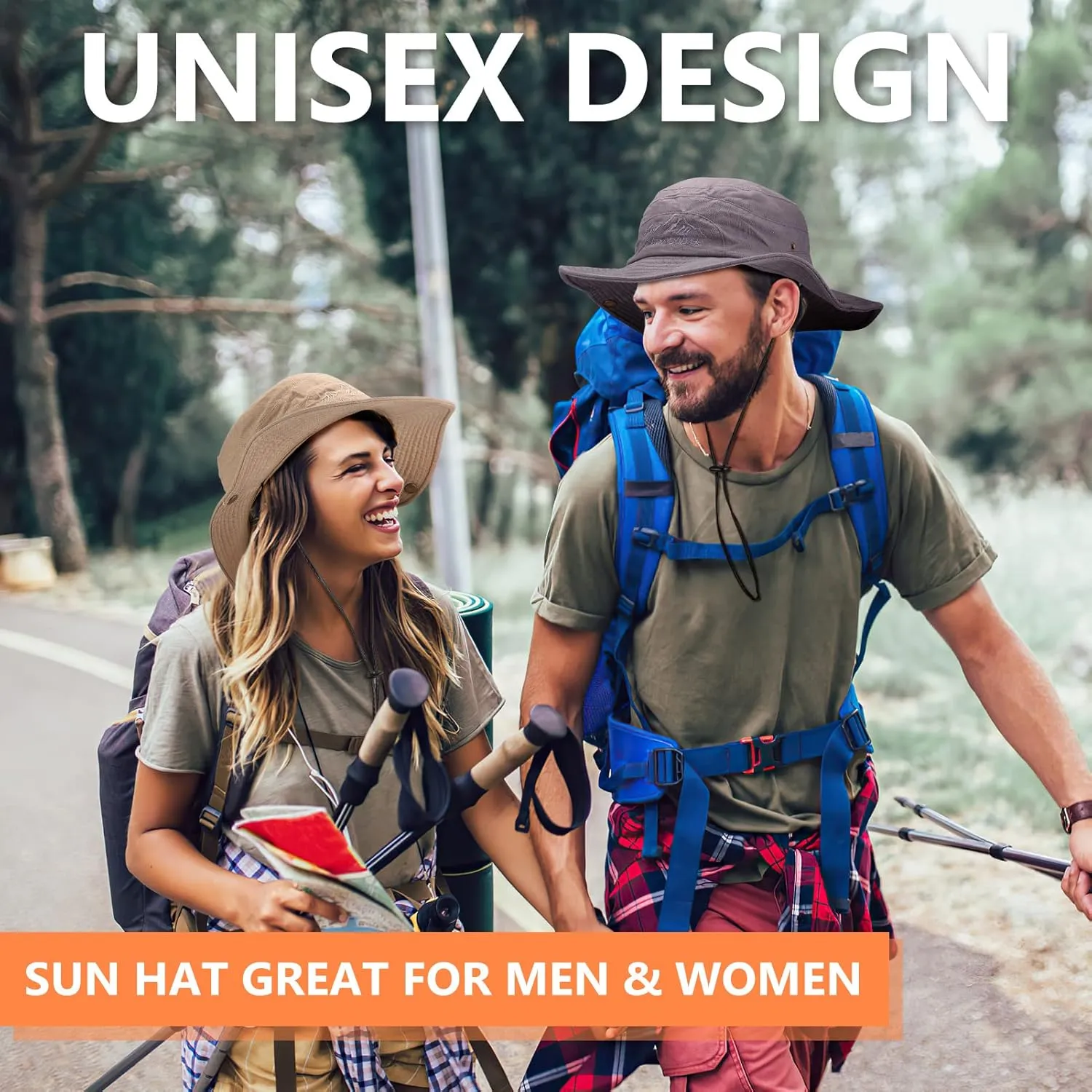 Obling Sun Hat for Men Women, Fishing Hat UPF 50 Wide Brim Bucket Hat Safari Boonie Hat