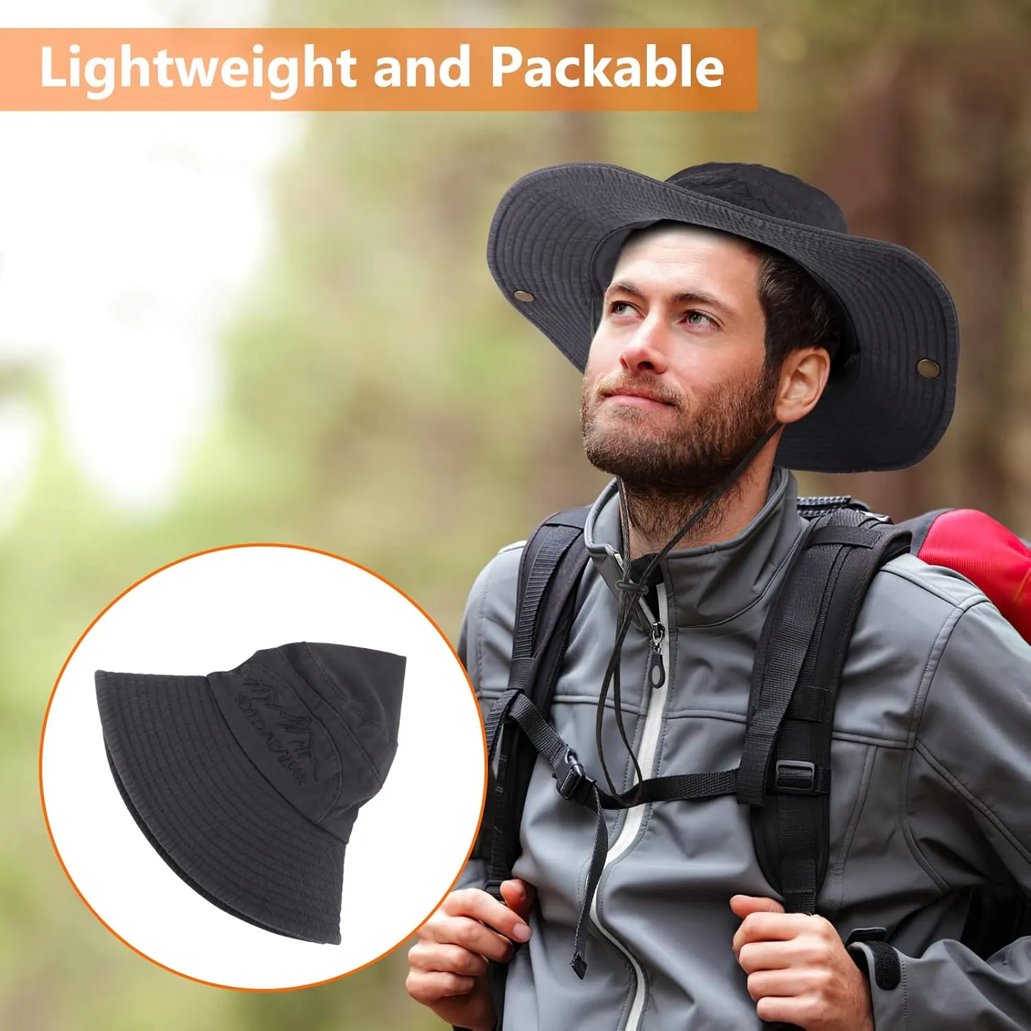 Obling Sun Hat for Men Women, Fishing Hat UPF 50 Wide Brim Bucket Hat Safari Boonie Hat