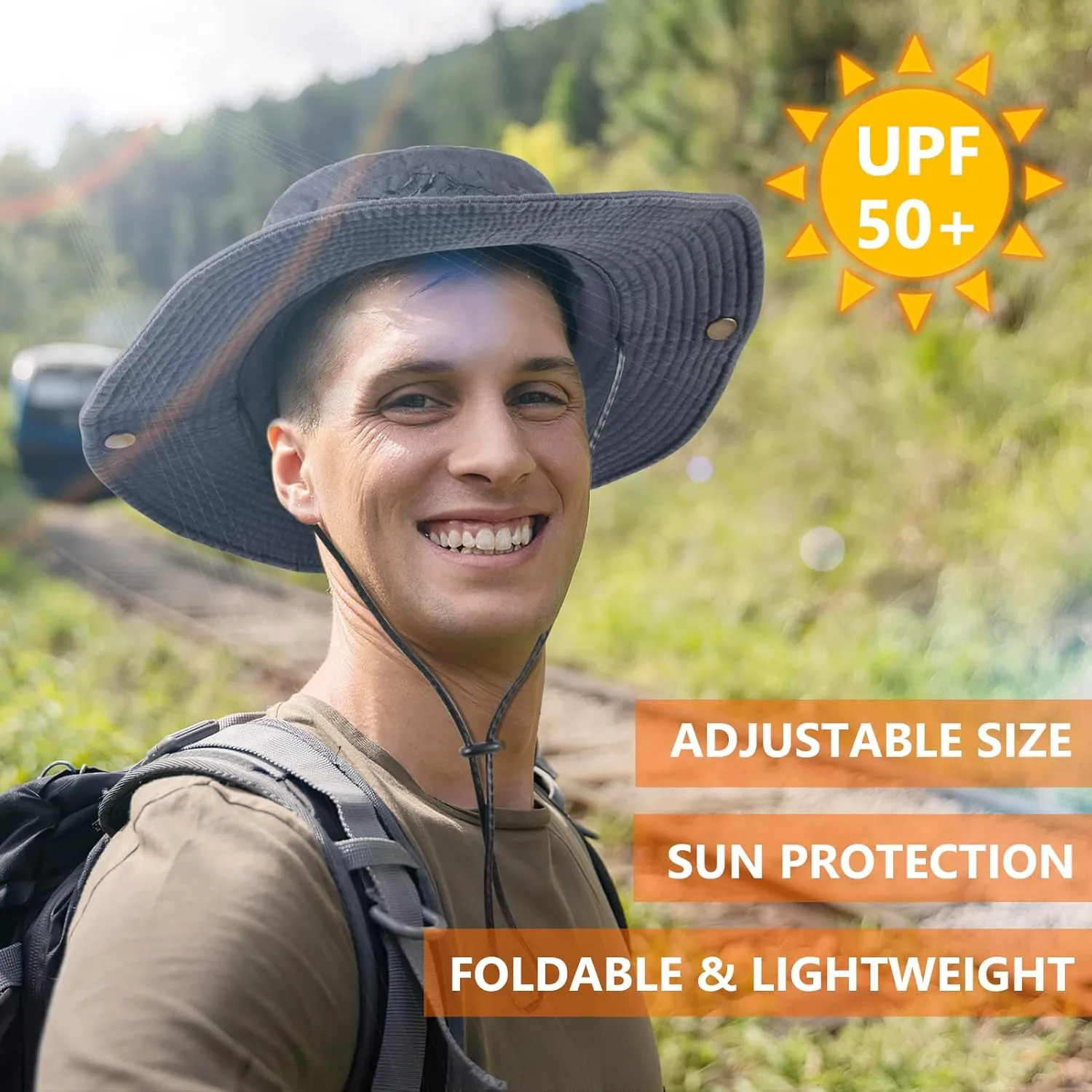 Obling Sun Hat for Men Women, Fishing Hat UPF 50 Wide Brim Bucket Hat Safari Boonie Hat