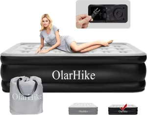 OlarHike Inflatable Twin Air Mattress with Built in Pump,16" Elevated Air Mattresses for Camping,Home&Guests,Fast&Easy Inflation/Deflation Airbed,Black Double Blow up Bed,Travel Cushion,Indoor
