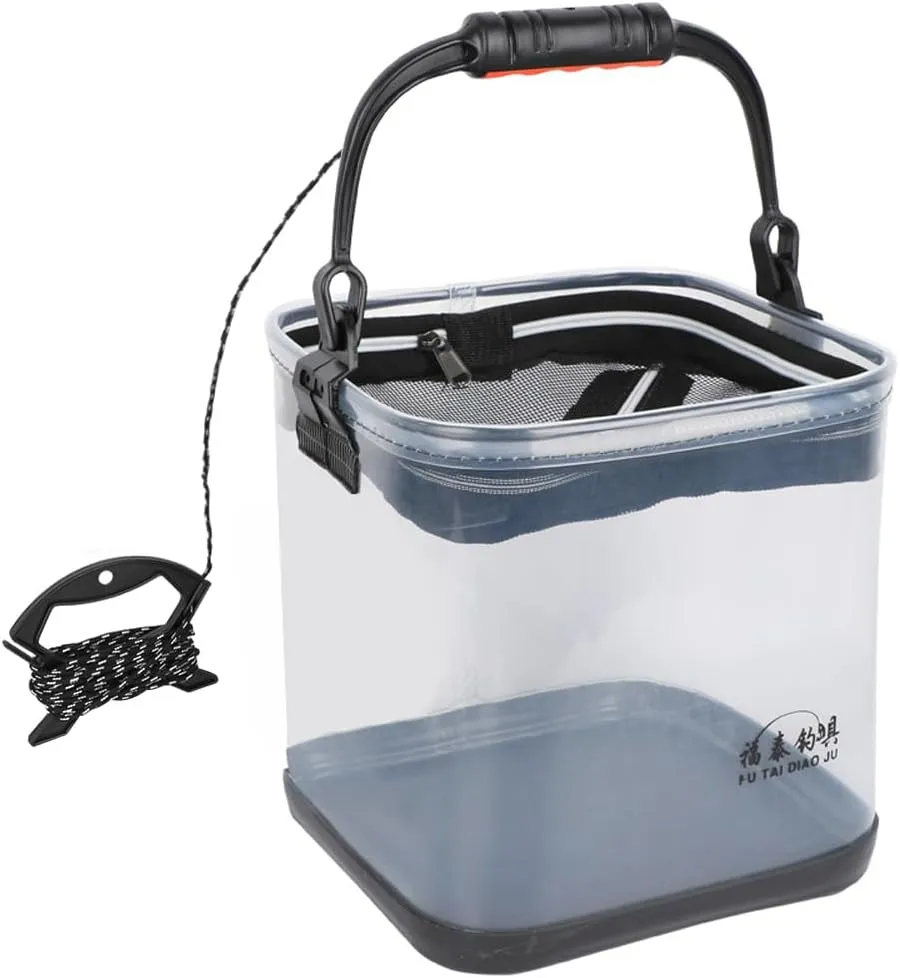 Oudoor Thicken Fishing Bucket Large acity Transparent EVA Water Bucket Travelling Camping Collapsible Fishing Bucket with Handle