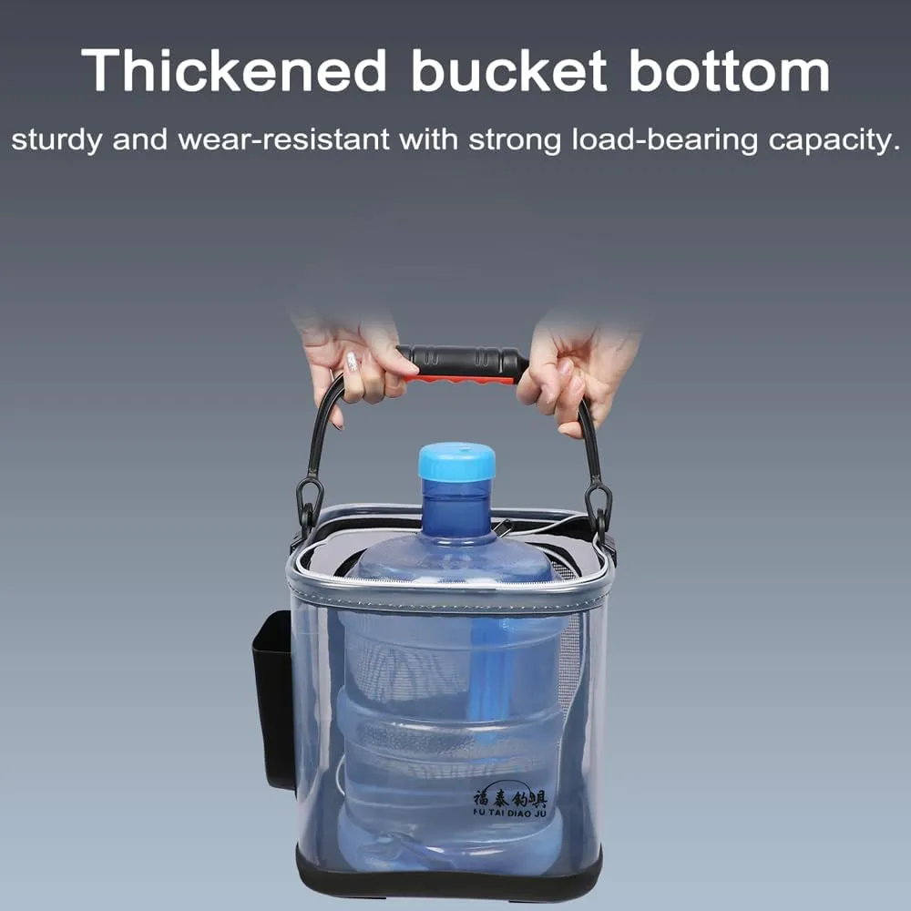 Oudoor Thicken Fishing Bucket Large acity Transparent EVA Water Bucket Travelling Camping Collapsible Fishing Bucket with Handle
