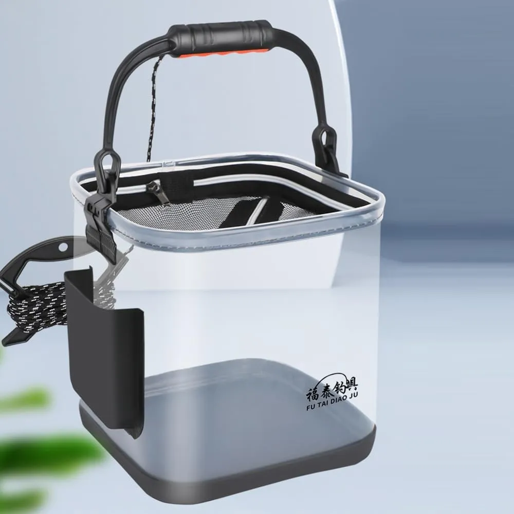 Oudoor Thicken Fishing Bucket Large acity Transparent EVA Water Bucket Travelling Camping Collapsible Fishing Bucket with Handle