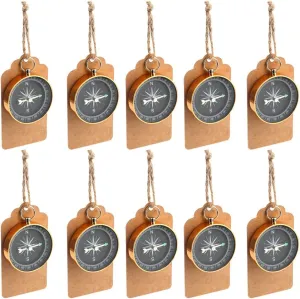 OurWarm 50pcs Compass Wedding Favors for Guests, Compass Souvenir Gift with Kraft Tags for Travel Themed Party Decorations Nautical Christmas Ornaments