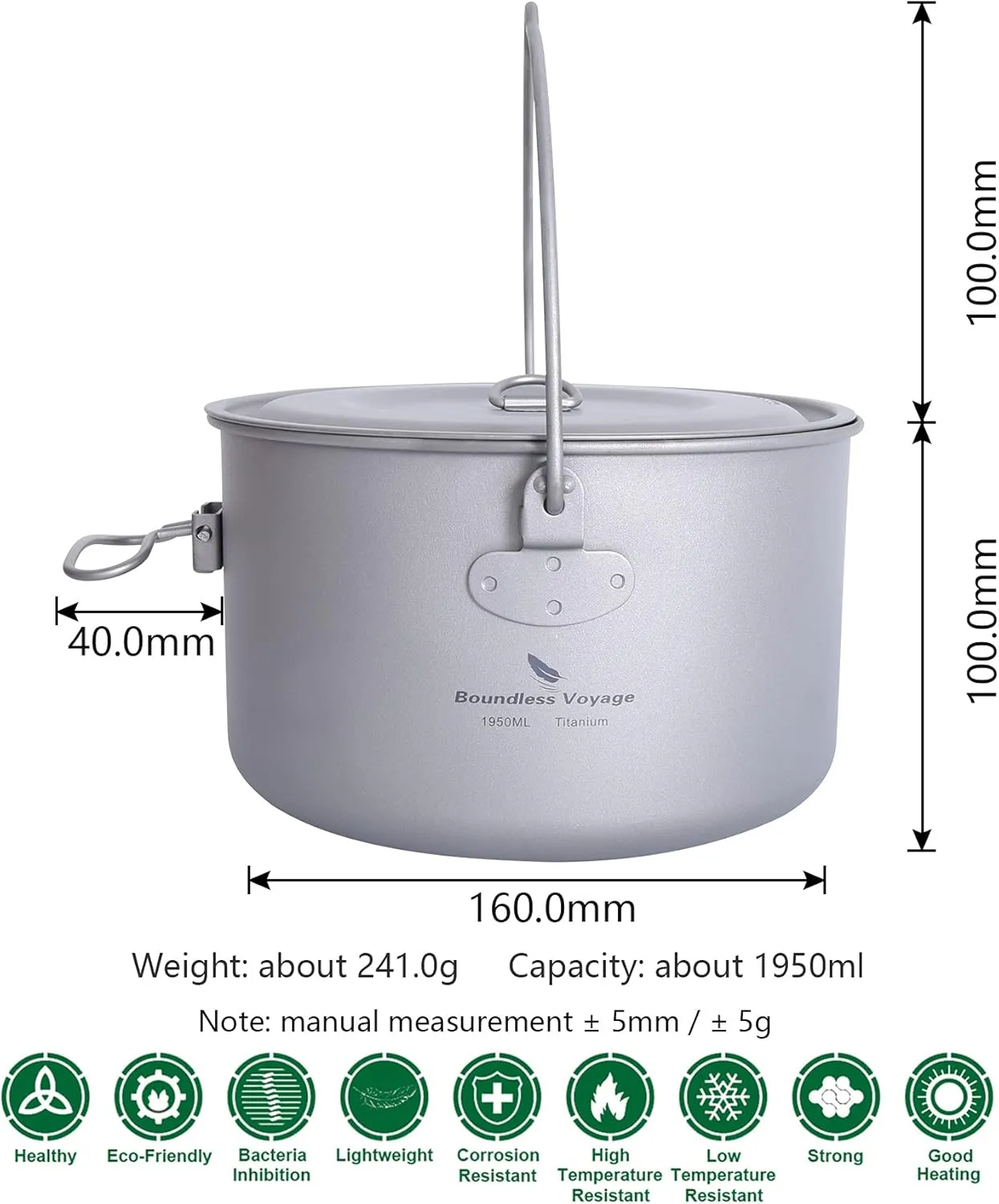 Outdoor 750ml - 2900ml Titanium Pot with Lid Folding Bail Handle Camping Hiking Picnic Ultralight Water Bottle Cup Mug Spork Set