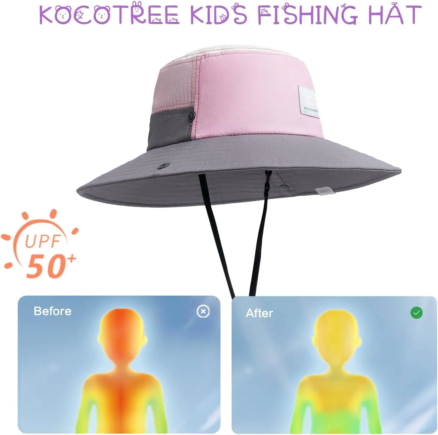Outdoor Kids Sun Hat Boys Sun Hat Girls Beach Hat UPF 50  Kids Bucket Hat Wide Brim Kids Fishing Safari Hat