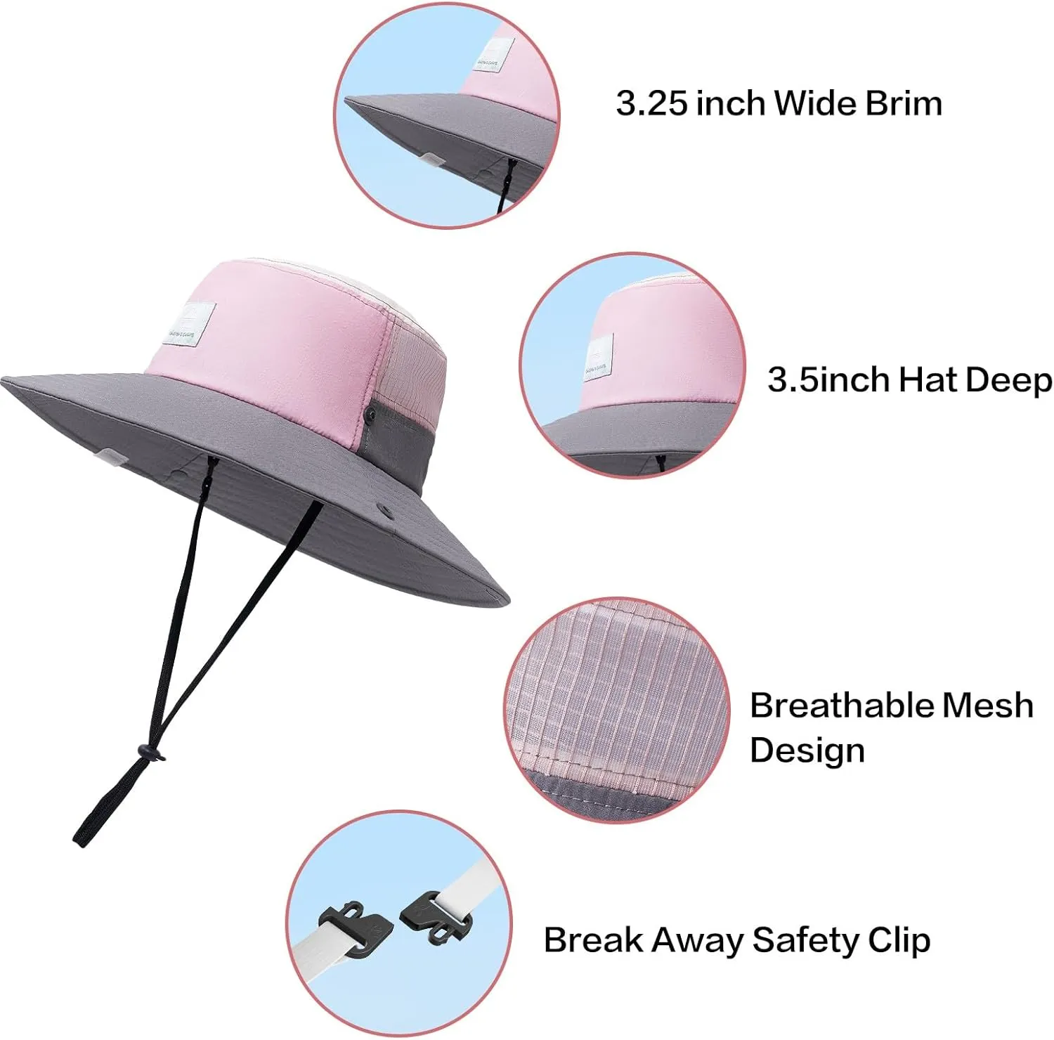 Outdoor Kids Sun Hat Boys Sun Hat Girls Beach Hat UPF 50  Kids Bucket Hat Wide Brim Kids Fishing Safari Hat