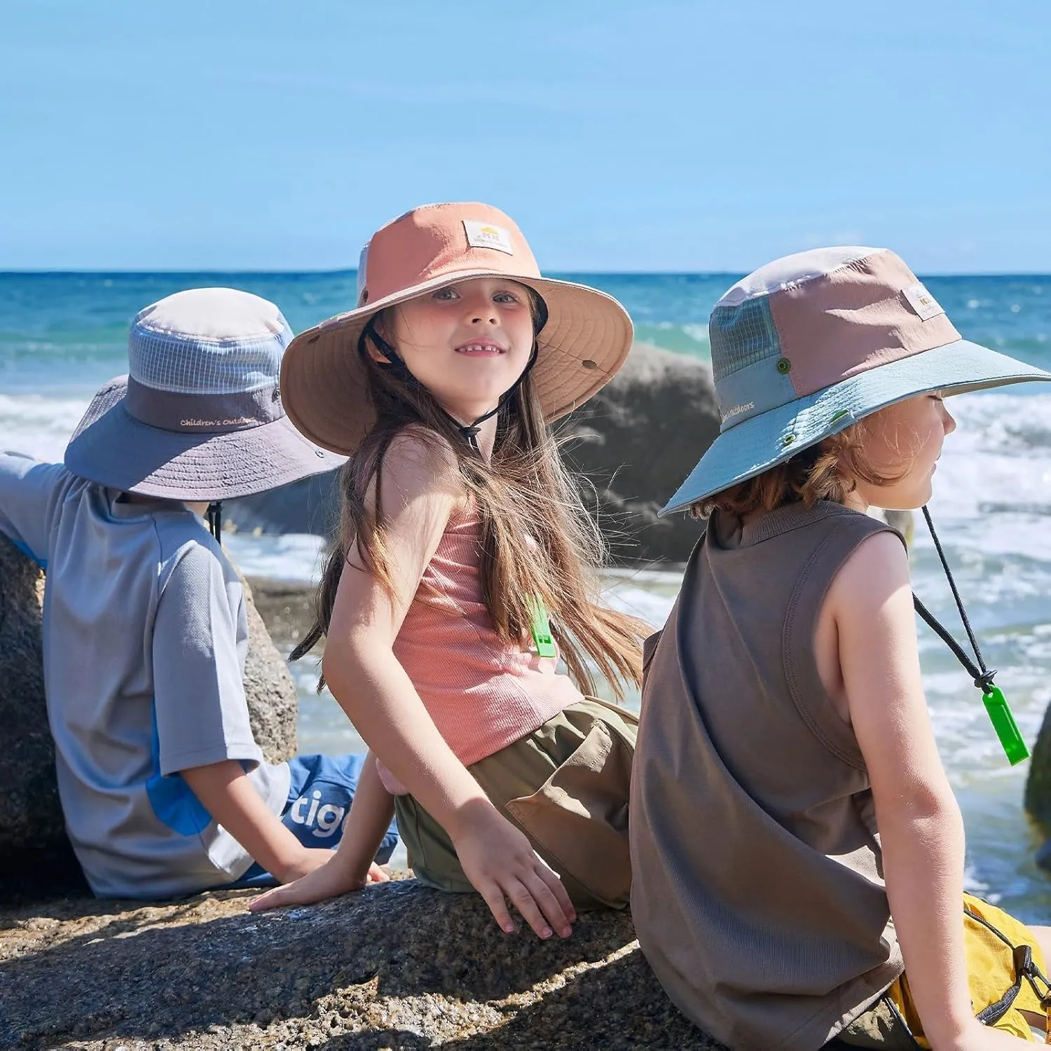 Outdoor Kids Sun Hat Boys Sun Hat Girls Beach Hat UPF 50  Kids Bucket Hat Wide Brim Kids Fishing Safari Hat