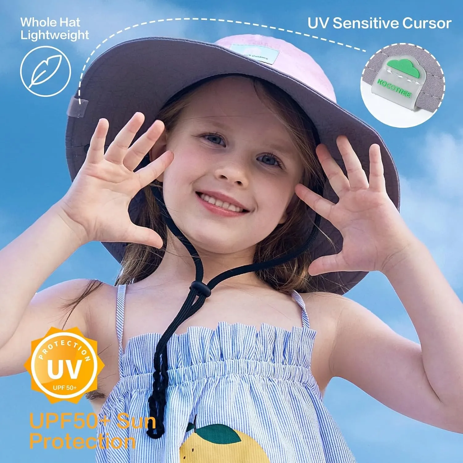Outdoor Kids Sun Hat Boys Sun Hat Girls Beach Hat UPF 50  Kids Bucket Hat Wide Brim Kids Fishing Safari Hat