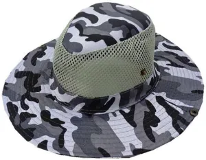 Outdoor Sun Block Bucket Cap Breathable Hunting Fishing Cap Mesh Breathable Camouflage Boonie Hat