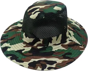 Outdoor Sun Block Bucket Cap Breathable Hunting Fishing Cap Mesh Breathable Camouflage Boonie Hat
