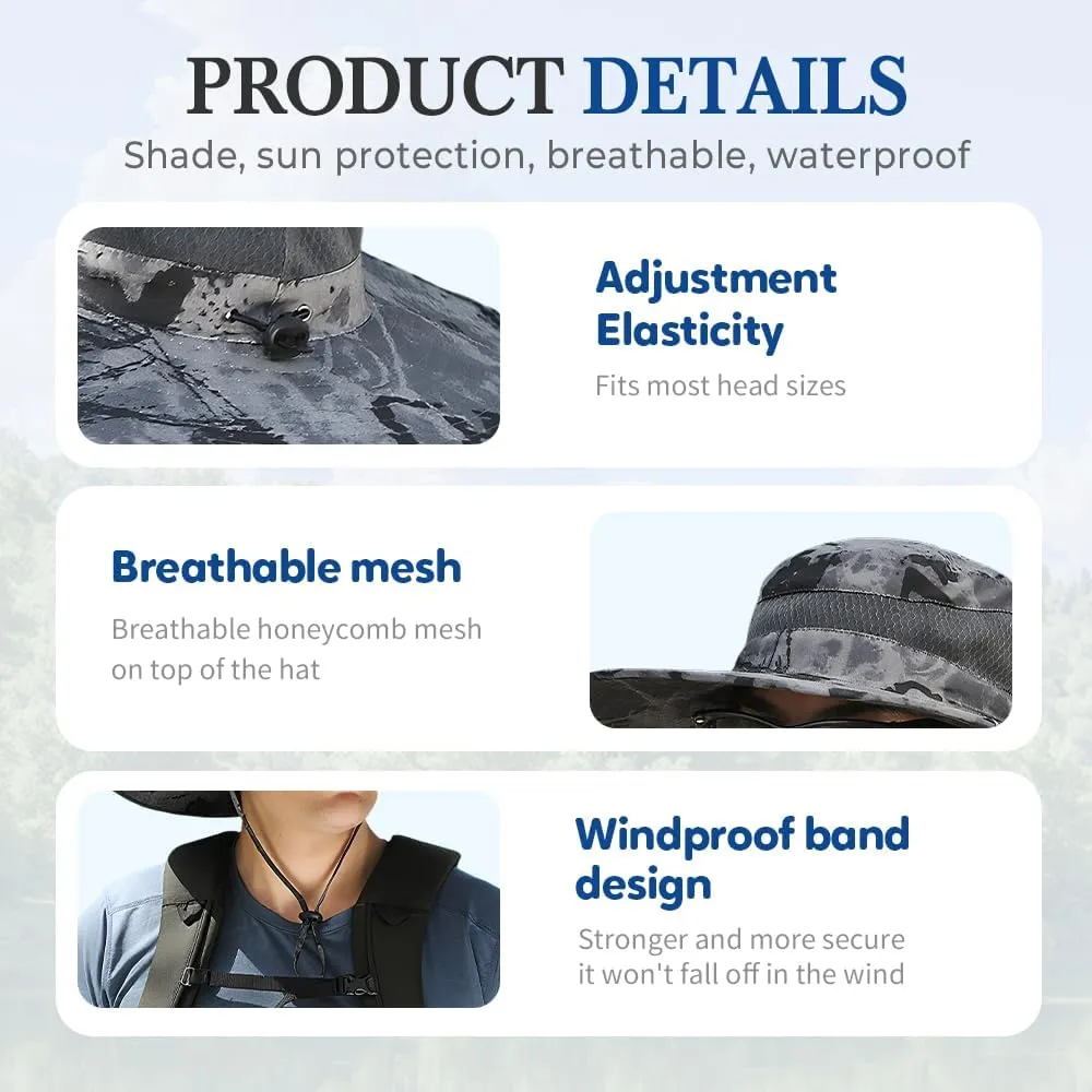 Outdoor Wide Brim Sun Hat with Solar Fan, UPF 50  Bucket Fishing & Beach Hat, with Removable & USB Charging Fan
