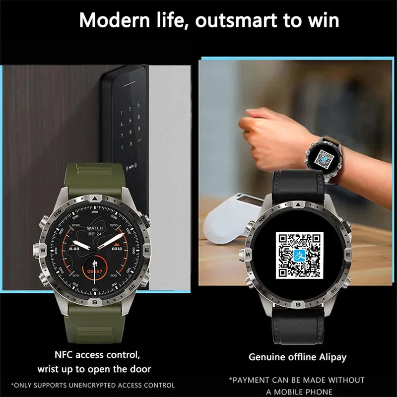 Outdoors Compass Smart Watch with GPS Tracker - 1.6 Inch AMOLED HD Screen, Bluetooth Call SmartWatch for Android iOS