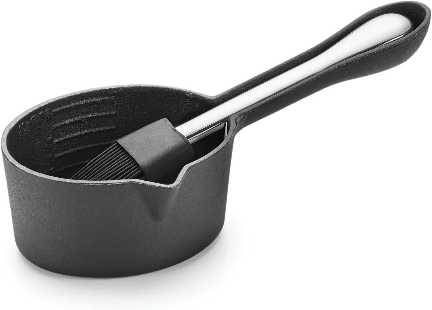 Outset Basting Pot and Brush, Cast Iron Pan and Sauce Brush