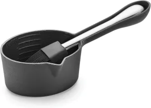 Outset Basting Pot and Brush, Cast Iron Pan and Sauce Brush