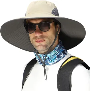 【Oversize XXL&Wide Brim】 Sun Hats for Men, 【UPF50 Waterproof】 Fishing-Hat Boonie Bucket for Hiking Safari Beach Garden