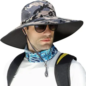 【Oversize XXL&Wide Brim】 Sun Hats for Men, 【UPF50 Waterproof】 Fishing-Hat Boonie Bucket for Hiking Safari Beach Garden