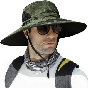 【Oversize XXL&Wide Brim】 Sun Hats for Men, 【UPF50 Waterproof】 Fishing-Hat Boonie Bucket for Hiking Safari Beach Garden