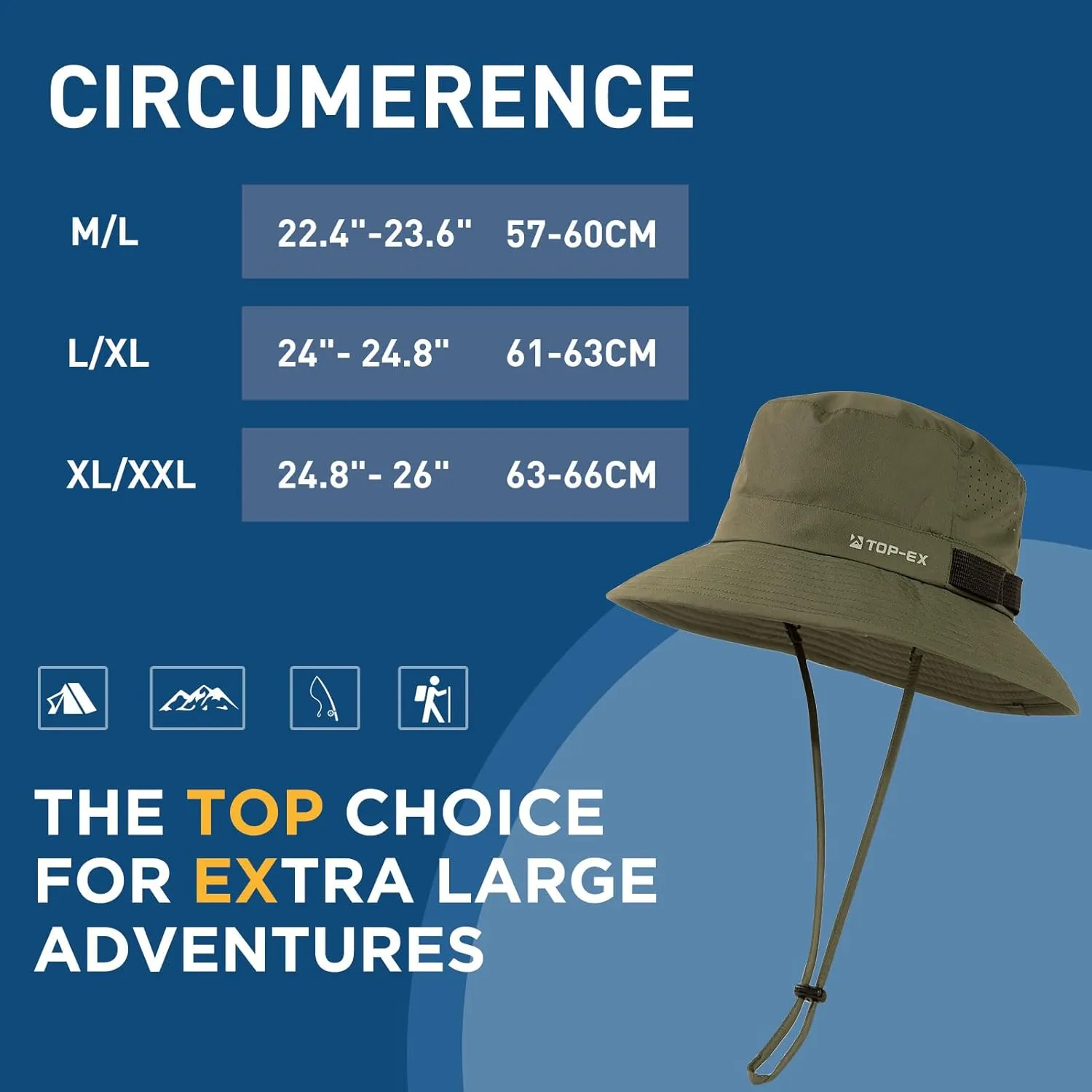 Oversized XL XXL Men's Cooling UPF 50 Sun Hat Lightweight Foldable Wide Brim Bucket Boonie Golf Hiking Fishing