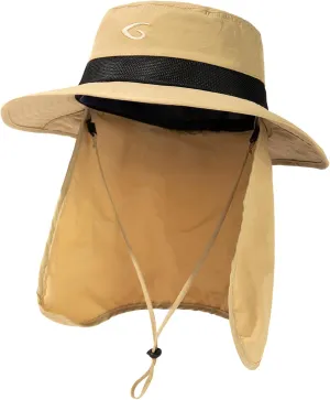 Oversized XL XXL Men's UV 50 Waterproof Packable Mesh Neck Flap Sun Fishing Hat Bucket Bonnie Hiking