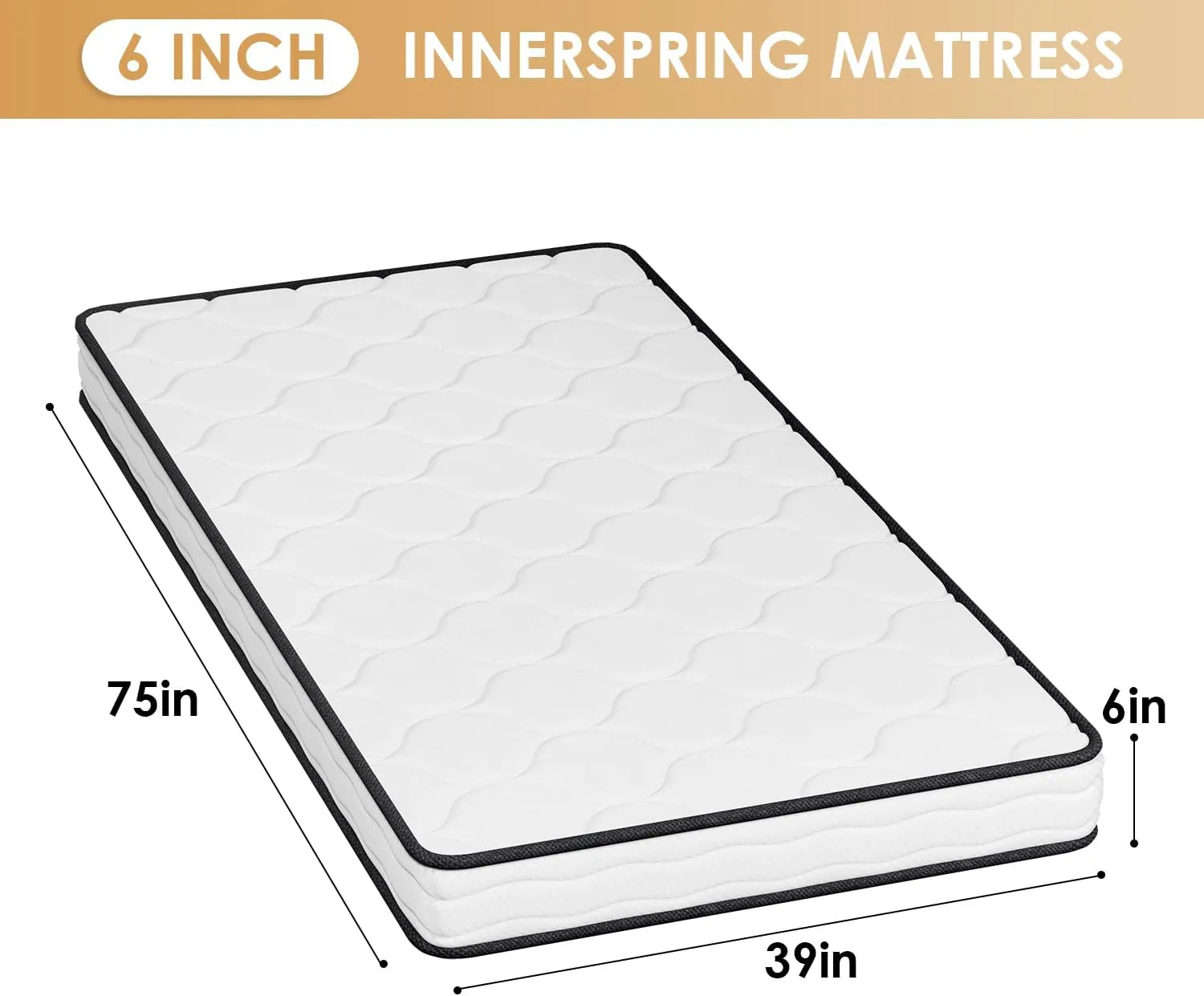 PayLessHere 6 Inch Hybrid Mattress with Innerspring and Foam/Fiberglass Free/Medium Firm Spring Mattress/Twin Size Mattress in a Box/CertiPUR-US Certified/Cool Sleep Pressure Relief