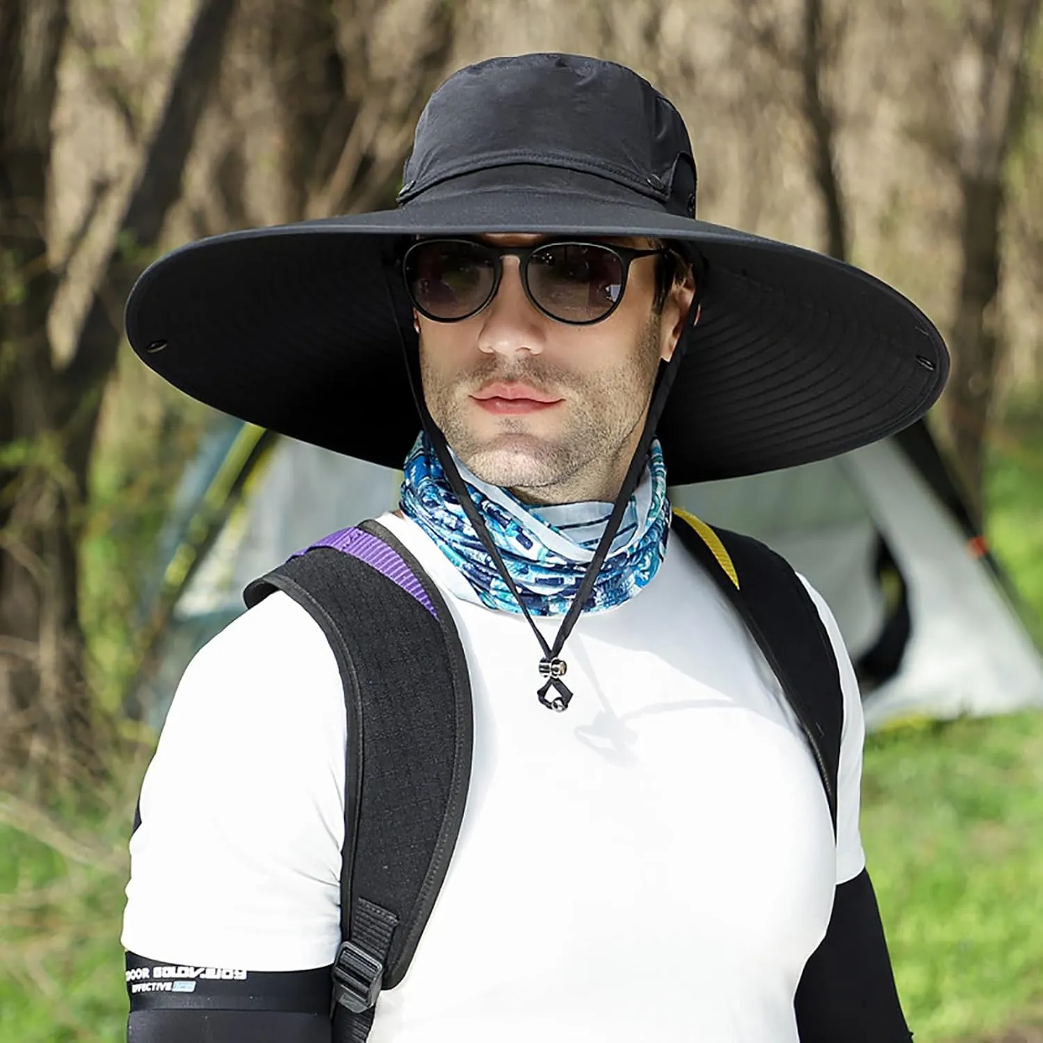 Peicees Men Wide Brim Sun Hats UPF50  Waterproof Breathable Bucket Hat with Removable Top for Fishing Hiking Camping Hunting