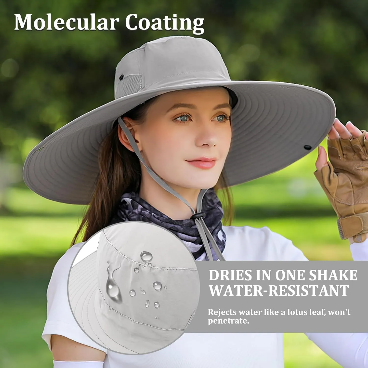 Peicees Women Wide Brim Sun Hat UPF50  Waterproof Bucket Hat for Fishing Hiking Camping
