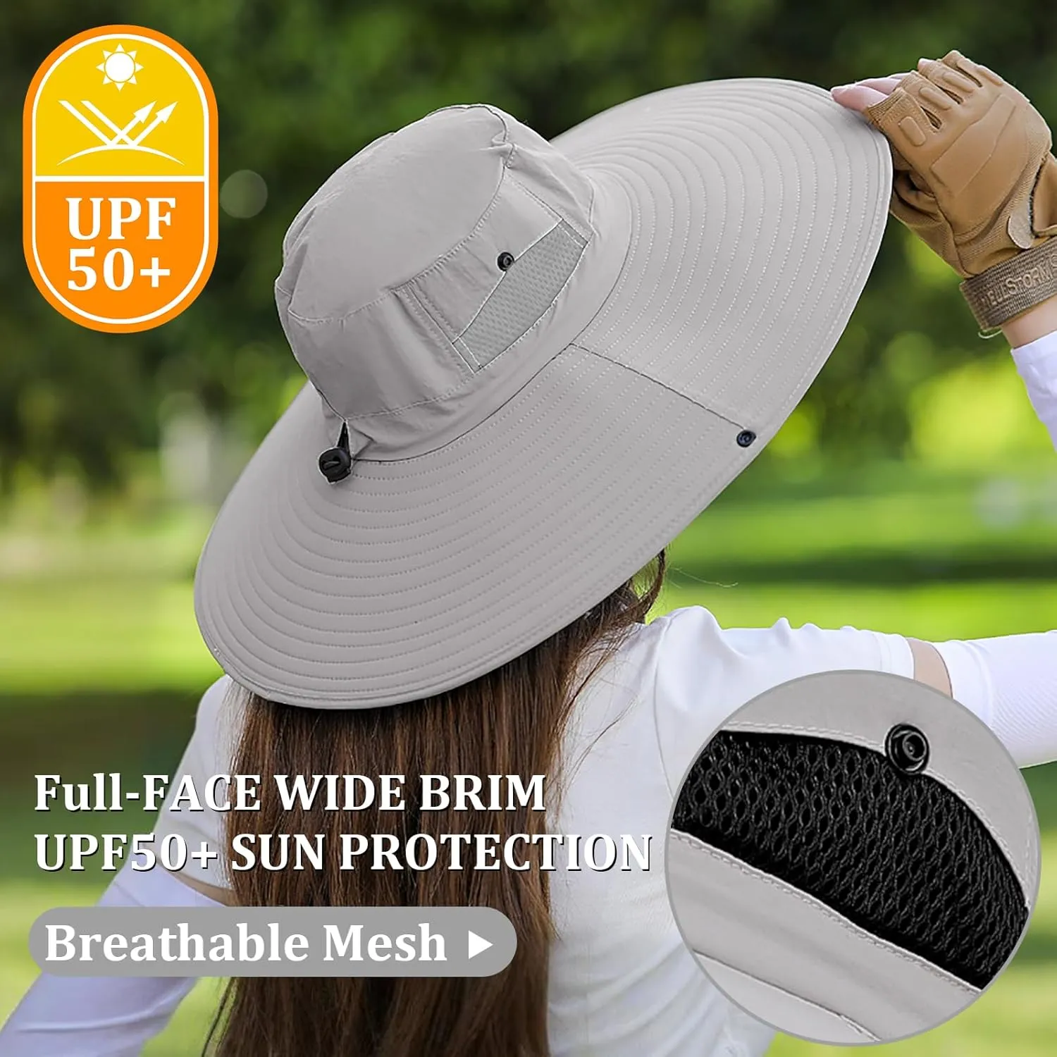 Peicees Women Wide Brim Sun Hat UPF50  Waterproof Bucket Hat for Fishing Hiking Camping