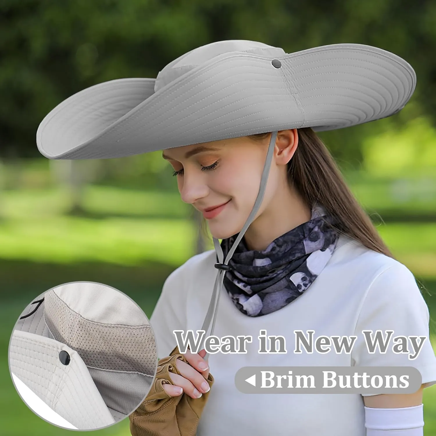 Peicees Women Wide Brim Sun Hat UPF50  Waterproof Bucket Hat for Fishing Hiking Camping