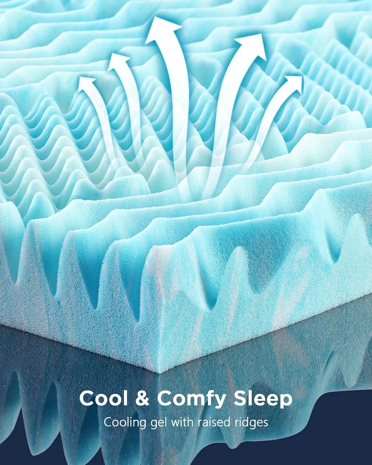 PERLECARE 3 Inch 7-Zone Queen Memory Foam Mattress Topper, Cooling Gel Mattress Topper with Airflow Channels, CertiPUR-US Certified Egg Crate Bed Topper for Body Pressure Relief, Queen