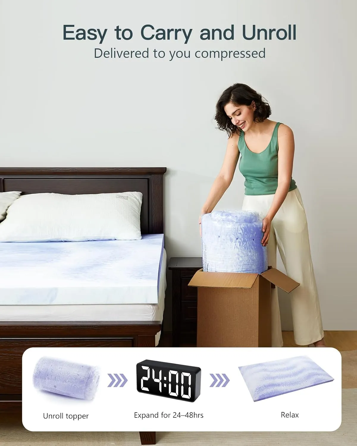 PERLECARE 3 Inch King Memory Foam Mattress Topper for Pressure Relief, Cooling Gel Infusion, CertiPUR-US Certified Purple, PCMTK34PU-US