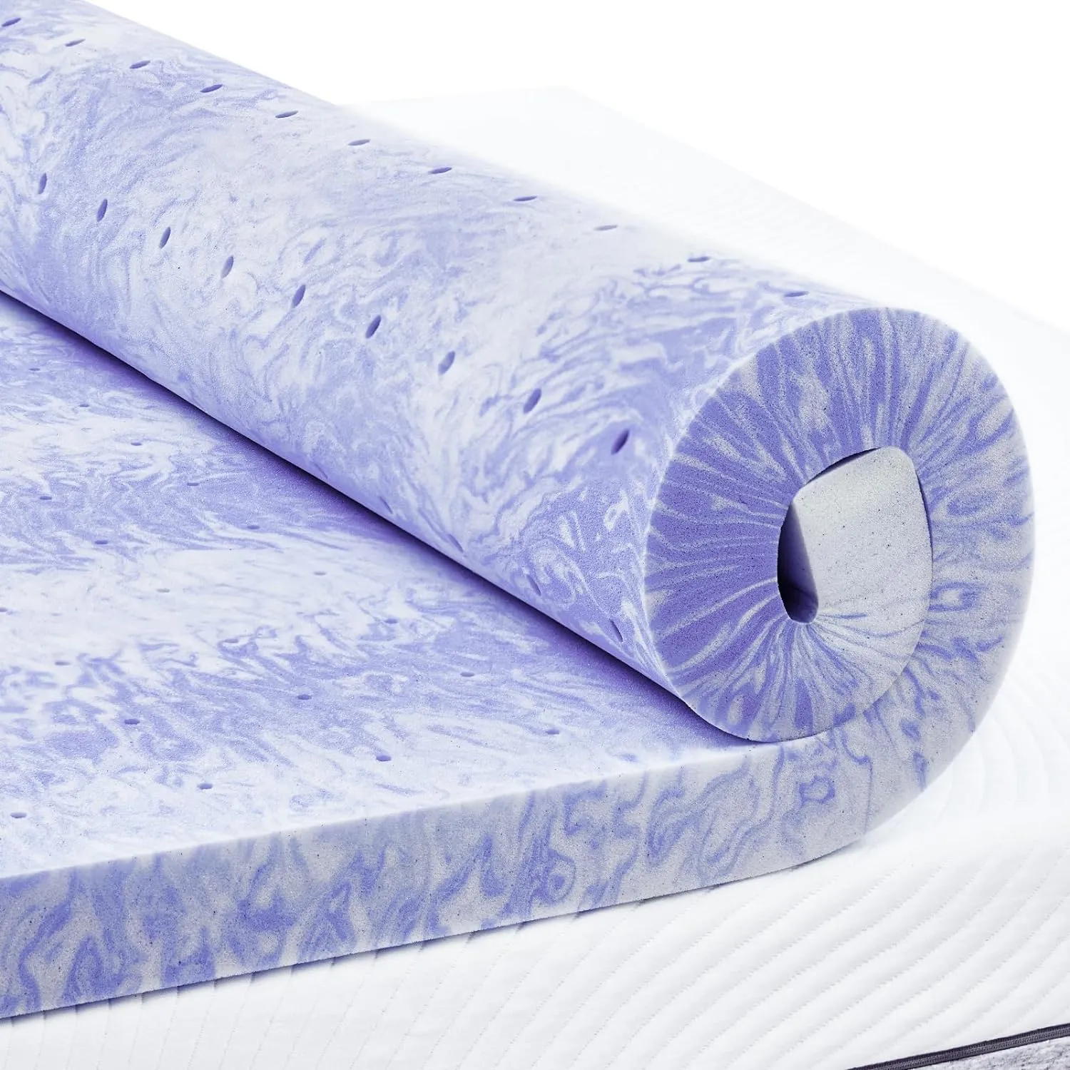 PERLECARE 3 Inch King Memory Foam Mattress Topper for Pressure Relief, Cooling Gel Infusion, CertiPUR-US Certified Purple, PCMTK34PU-US