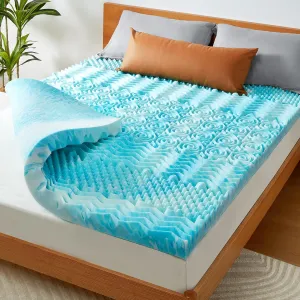 PERLECARE 4 Inch 7-Zone Full Memory Foam Mattress Topper, Cooling Gel Mattress Topper with Airflow Channels, CertiPUR-US Certified Egg Crate Bed Topper for Body Pressure Relief, Full