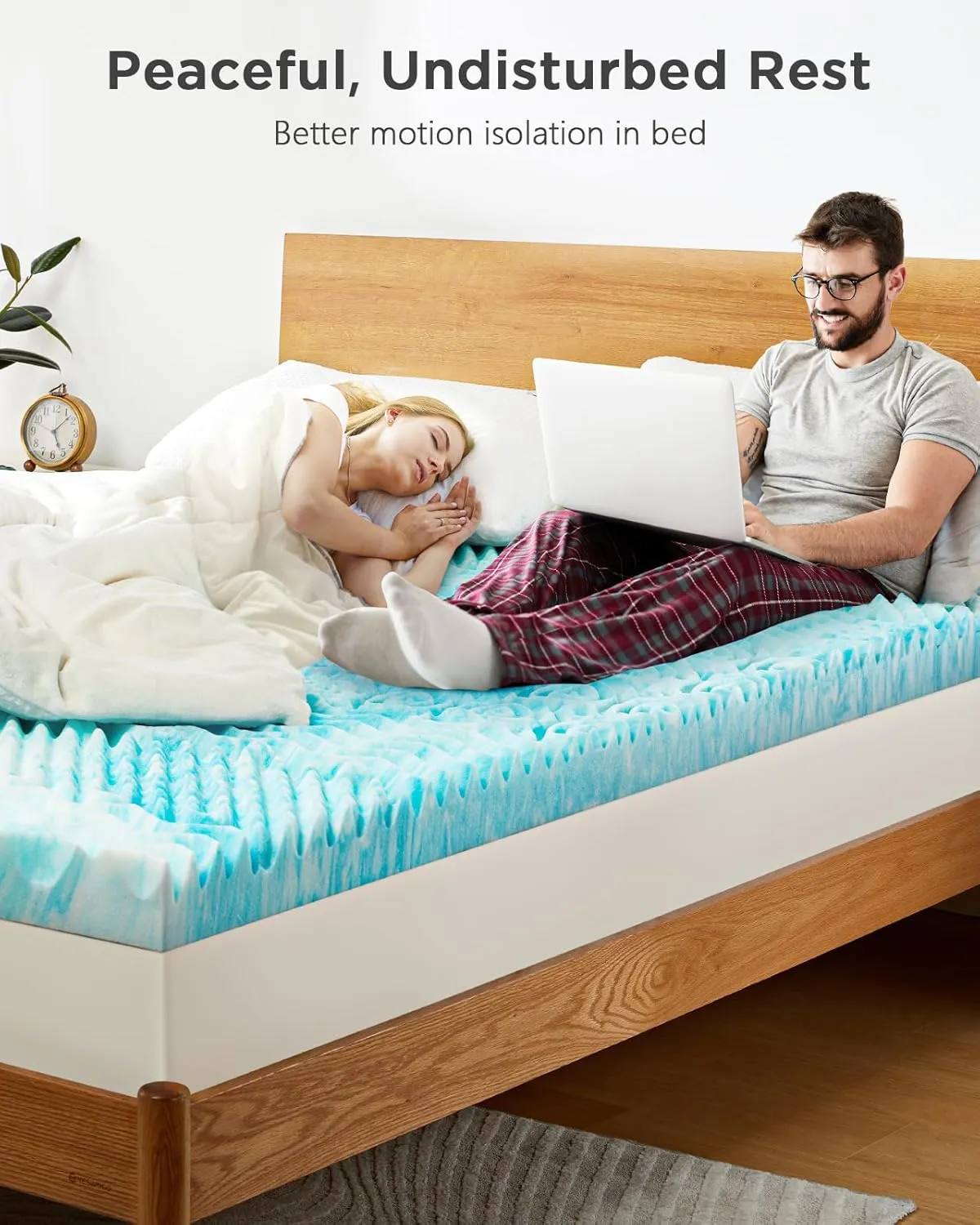 PERLECARE 4 Inch 7-Zone Full Memory Foam Mattress Topper, Cooling Gel Mattress Topper with Airflow Channels, CertiPUR-US Certified Egg Crate Bed Topper for Body Pressure Relief, Full