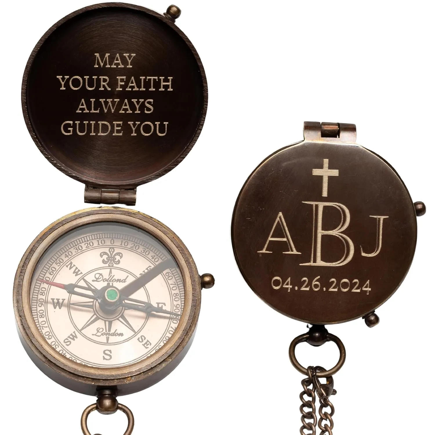 Personalized Compass Baptism Gift for Boys - Customized Compass for Men - Custom Engraved First Communion, Confirmation, Christian, Sentimental & Inspirational Gift for Teenage Boys