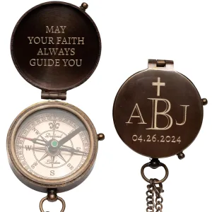 Personalized Compass Baptism Gift for Boys - Customized Compass for Men - Custom Engraved First Communion, Confirmation, Christian, Sentimental & Inspirational Gift for Teenage Boys