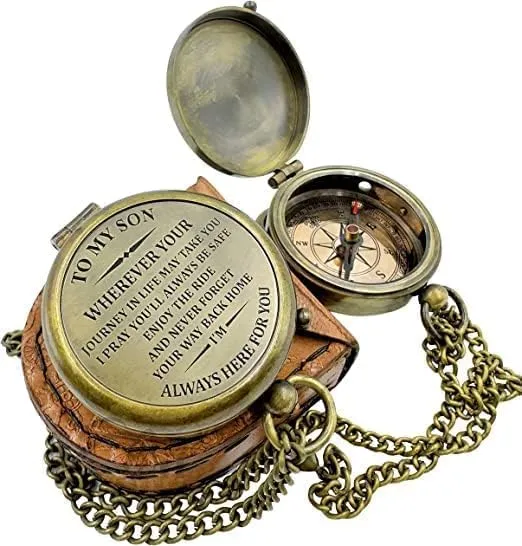 Personalized Nautical Portable Compass Decor Handicraft with Case/Gift for Son/to My Son Gifts/Mom to Son Gift