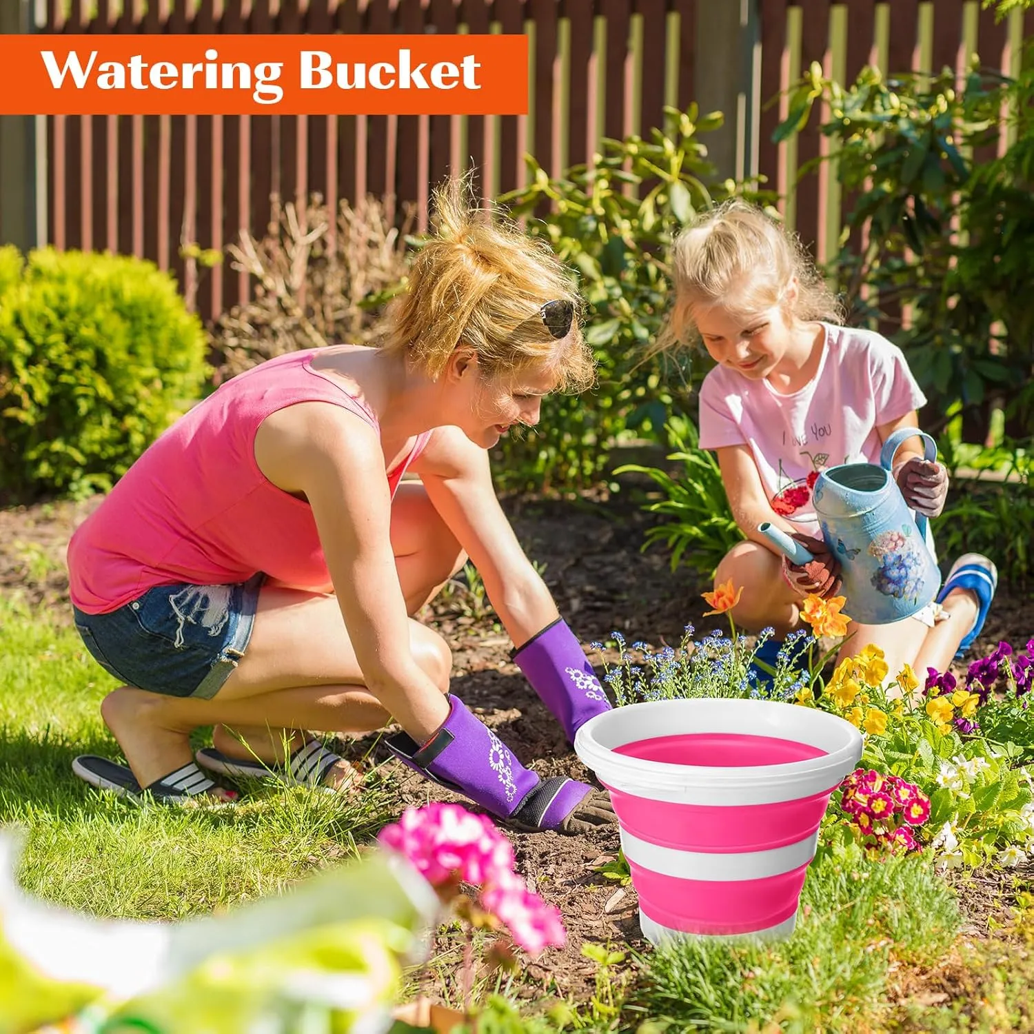 Pickmesh 4 Pcs Collapsible Bucket Portable Ice Bucket 2.6 Gallon (10l) Large Capacity Household Cleaning Dust Mops Outdoor Fishing Car Wash(Blue, Pink, Orange, Gray)