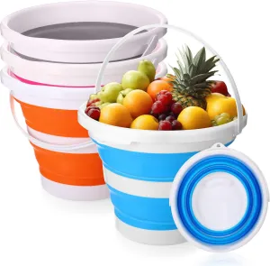 Pickmesh 4 Pcs Collapsible Bucket Portable Ice Bucket 2.6 Gallon (10l) Large Capacity Household Cleaning Dust Mops Outdoor Fishing Car Wash(Blue, Pink, Orange, Gray)