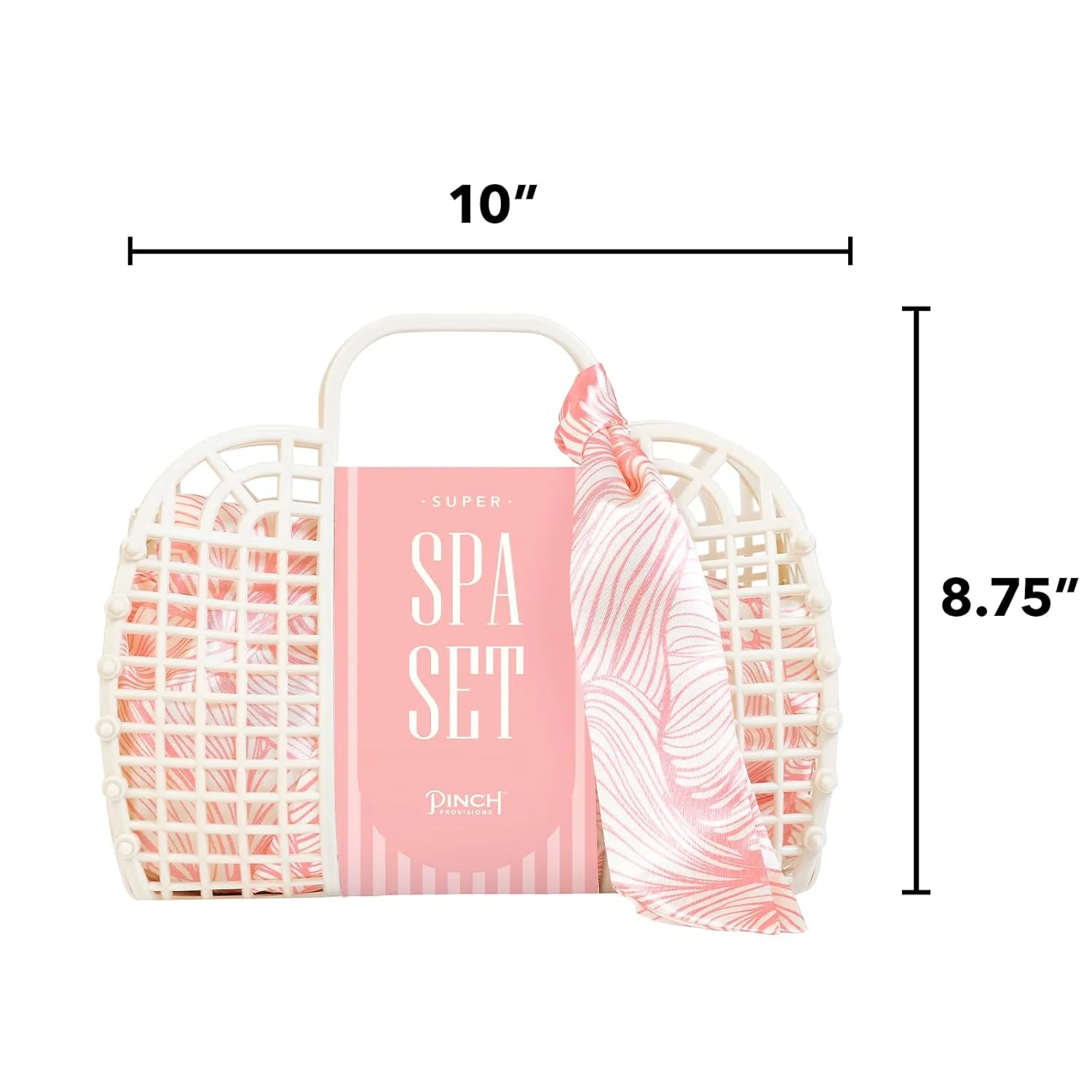 Pinch Provisions Jelly Tote Super Spa Set, 8pc Full Body Skin Care Kit, Home Spa Gift Set, Skin & Hair Care Accessories with Facial Roller, Scalp Massager, Lavendar Shower Steamer & More! (Coral)