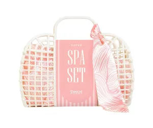 Pinch Provisions Jelly Tote Super Spa Set, 8pc Full Body Skin Care Kit, Home Spa Gift Set, Skin & Hair Care Accessories with Facial Roller, Scalp Massager, Lavendar Shower Steamer & More! (Coral)