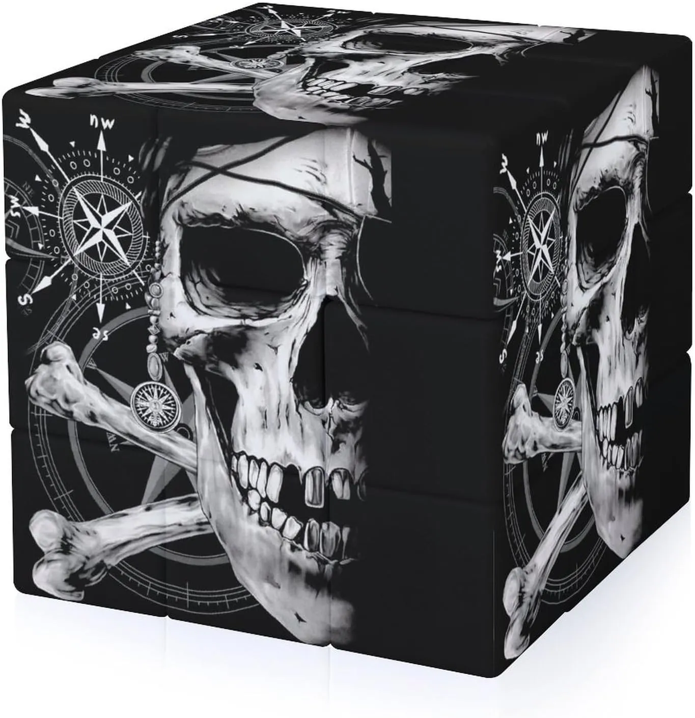 Pirate and Skull Compass Adults 3x3x3 Color-Matching Smooth Fully Printed Cube Gift