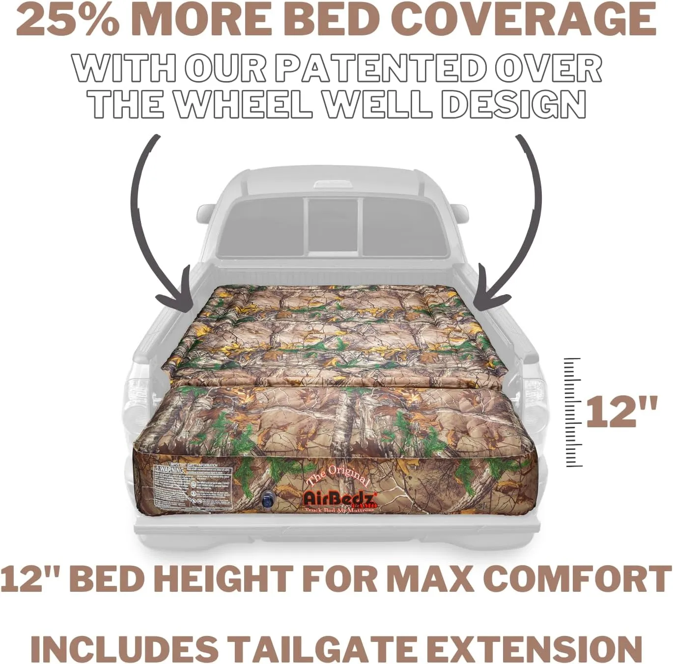 Pittman - Truck Bed Mattress 5.5 ft > 5.8ft - The Original Airbedz Truck Bed Air Mattress 5.8 > 5.5 ft - for Full Size Short Pickups, 25% More Coverage for Comfortable Pickup Camping