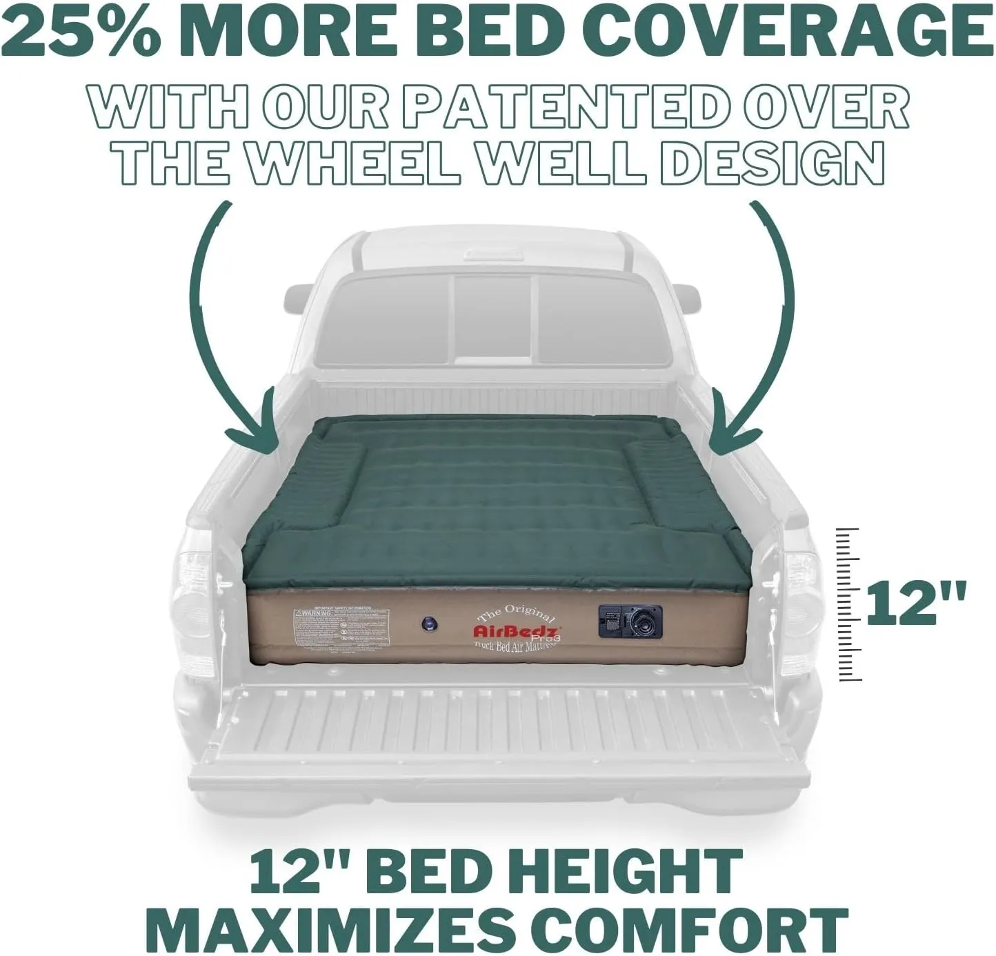 Pittman Truck Bed Mattress 6.5 Foot > 6ft - Pro3 Series - Airbedz Mid Size Truck Bed Air Mattress 6.5ft - with 25% More Coverage for Pickup Camping