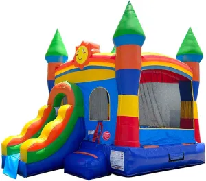 Pogo Bounce House Inflatable Water Slide for Kids, Backyard Commercial Castle Outdoor Playhouse Bouncer with Water Slide, Includes Blower, Anchor Stakes & Storage Bag, 18 x 12 x 14.5