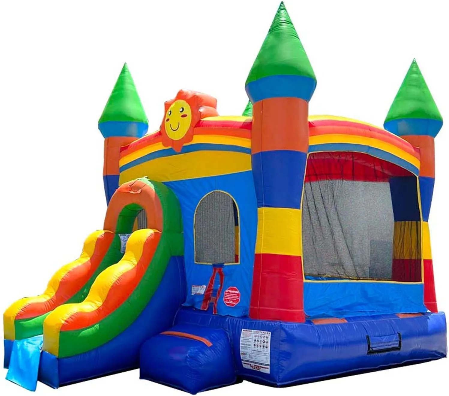 Pogo Bounce House Inflatable Water Slide for Kids, Backyard Commercial Castle Outdoor Playhouse Bouncer with Water Slide, Includes Blower, Anchor Stakes & Storage Bag, 18 x 12 x 14.5