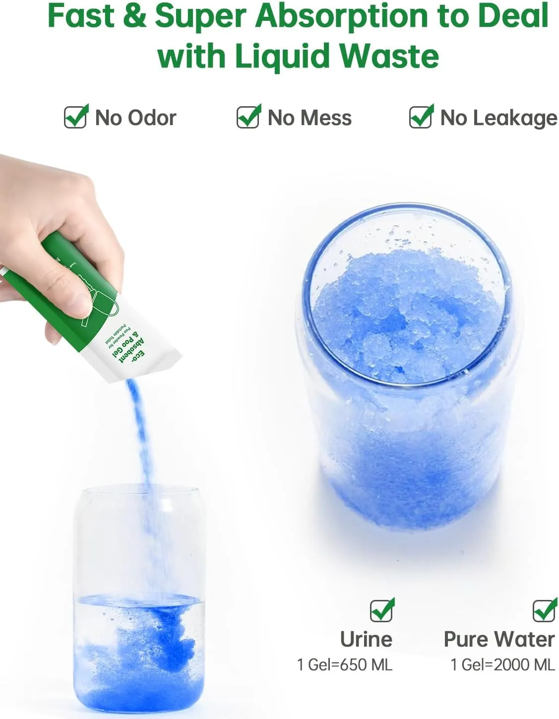 Poo Gel for Portable Toilet, 80 Eco Camping Toilets Pee Powder Deodorizer Urine Pee Absorbent Liquid Solidifier for Adult Porta Potty Chemicals Bucket Toilet Outdoor Camping Hiking Emergency Toilet